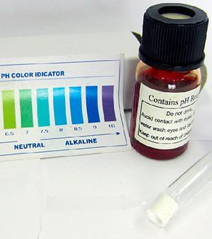 pH-reagenslösning och referensbord